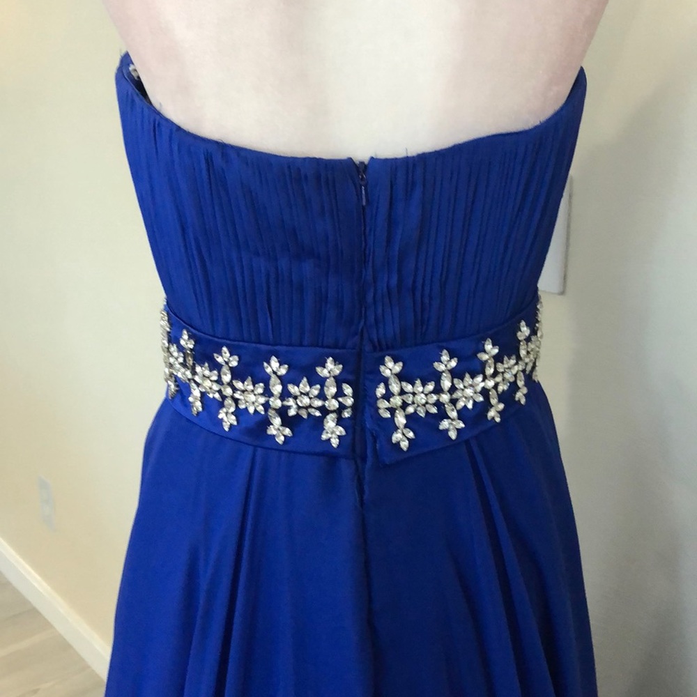 Royal Blue chiffon with train - Picture 10 of 16